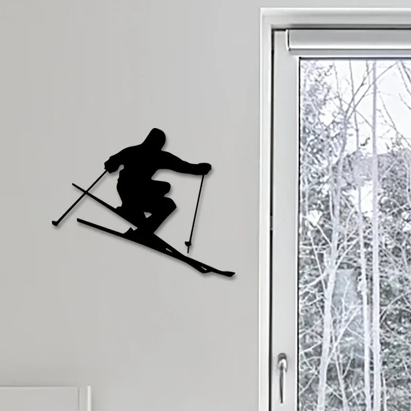 Art Deco Skifahrer Metall Wandbild – Dynamische Ski Silhouette Dekoration Kaufschwan®