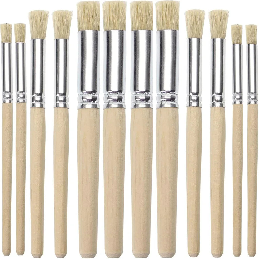 Holz Schablonenpinsel Set – Naturborsten Pinsel für Acryl-, Öl- und Aquarellmalerei Kaufschwan®