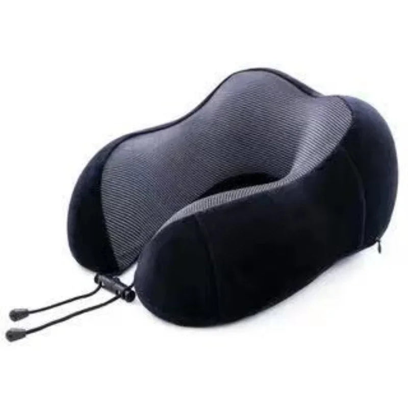 U Förmiges Memory Foam Nackenkissen – Weiches Reisekissen für Flugzeug und Nackenstütze Kaufschwan® Schwarz 30cmx25cm