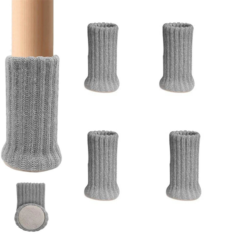 4/8/24 Stück Gestrickte Möbelbein Socken – Stuhlbein Bodenschutz & Möbelkappen | Kratzschutz Stuhlbeinüberzüge für Kommoden & Möbel Kaufschwan® Grau - 4 Stück