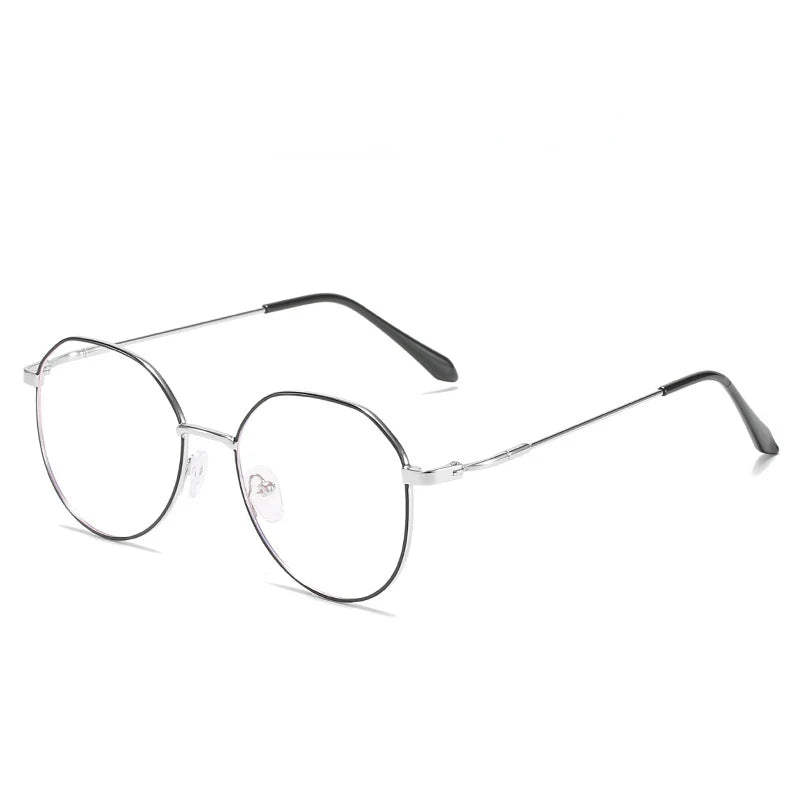Metall Rund Anti-Blau-Licht Brille – Klassische Transparente Fassung für Damen & Herren | Quadratische Computerbrille Oculos Feminino Kaufschwan® Schwarz-Silber