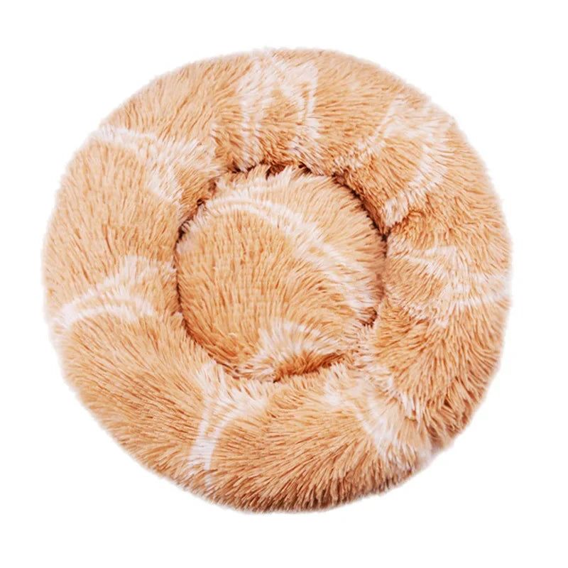 Rundes Plüsch Haustierbett – Weiches Warmes Hund- und Katzenbett Kaufschwan® Aprikose 40cm