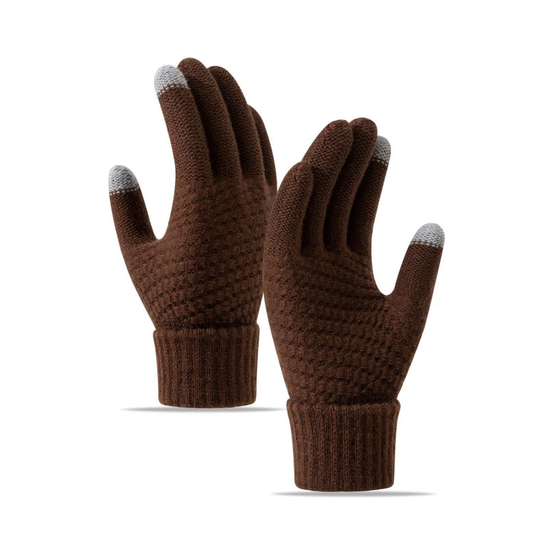 Winter Touchscreen Strickhandschuhe – Warme Unisex Vollfinger Handschuhe | Verdickte Strickhandschuhe aus Kunstwolle für Damen & Herren Kaufschwan®