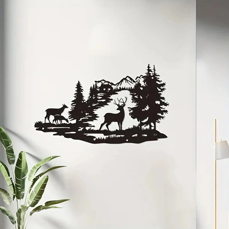 Metall Hirsch Wald Wandbild – Schmiedeeisen Moderne Minimalistische Dekoration Kaufschwan®