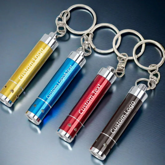 30 Stück Personalisierte LED-Schlüsselanhänger Taschenlampen – Mit Firmenlogo | Superhelle Mini-Leuchte für Werbung & Events Kaufschwan®