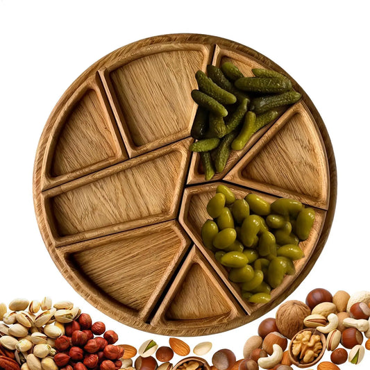 Holz Serviertablett Charcuterie Board – 8-blättrige Abnehmbare Snackplatte | Natürliches Holz Puzzle Tablett für Küche & Frühstück Kaufschwan®