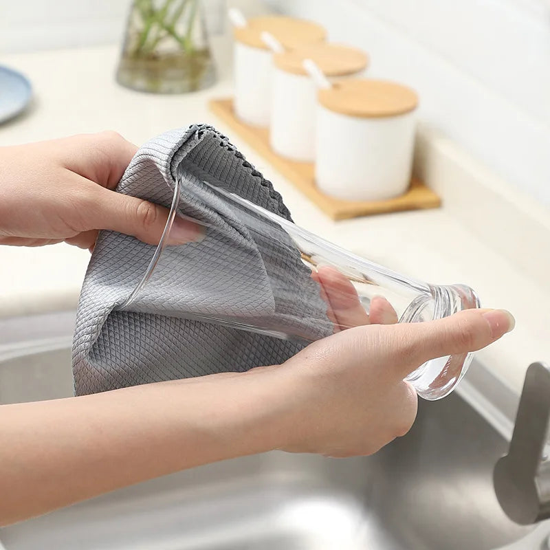Mikrofaser Fischschuppen Spültücher – Super Saugfähige Ölabweisende Küchen Reinigungstücher | Glas- & Fensterwischtücher für Haushalt Kaufschwan®