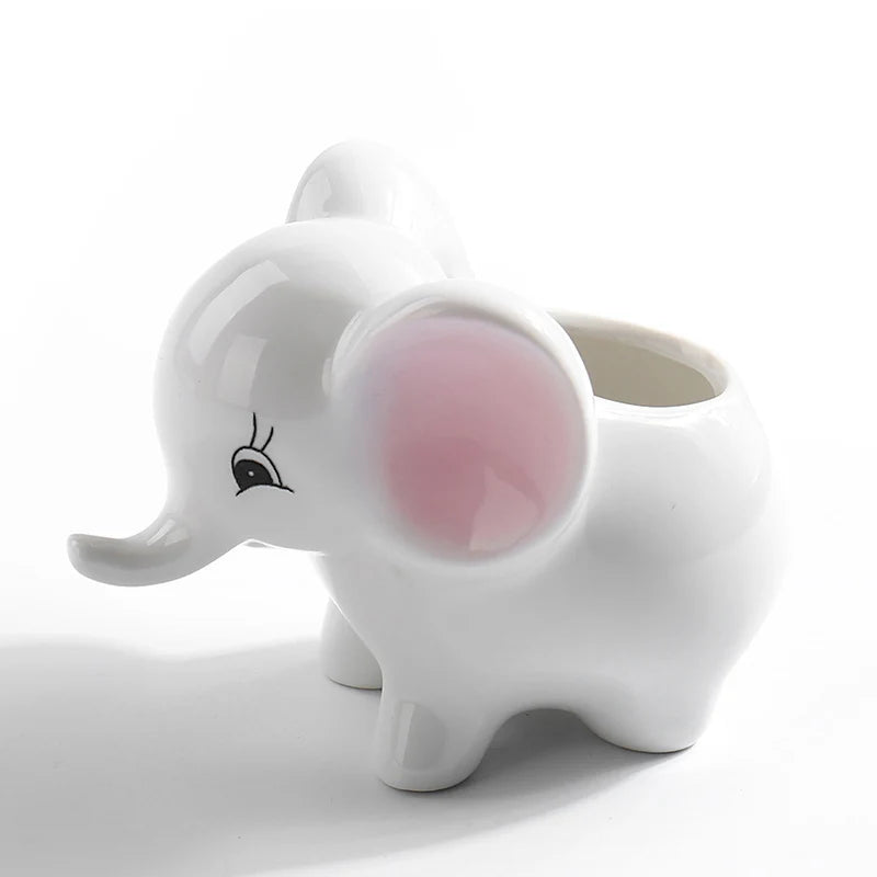 Kreativer Keramik Mini Blumentopf – Niedlicher Weißer Baby Elefant Sukkulenten Topf | Tisch Deko Ornament Kaufschwan®