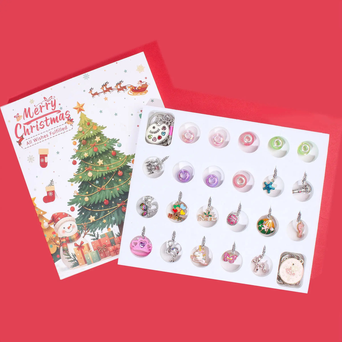Kinder-Armband-Adventskalender – 24-Tage-Weihnachtskalender mit Schmuck-Bastelset & Überraschungsbox
