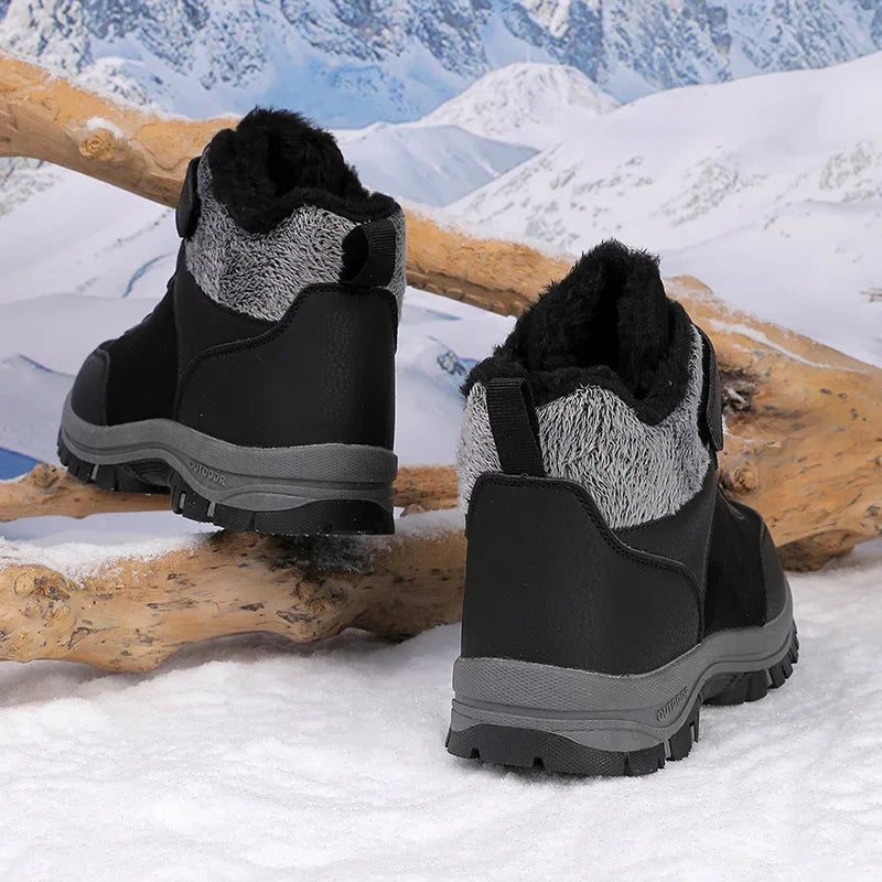 Gefütterte Winterstiefel für Herren – Wasserdichte Outdoor Schneestiefel | Rutschfeste Kurzschaft-Bergschuhe mit Warmem Fleecefutter Kaufschwan®