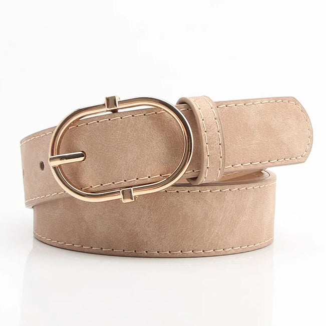 Damen Gürtel aus PU-Leder – 2,8×106 cm Schlichtes Nadelverschluss Design | Modischer Koreanischer Stil Taillengürtel für Jeans, Hosen & Kleider Kaufschwan® Beige