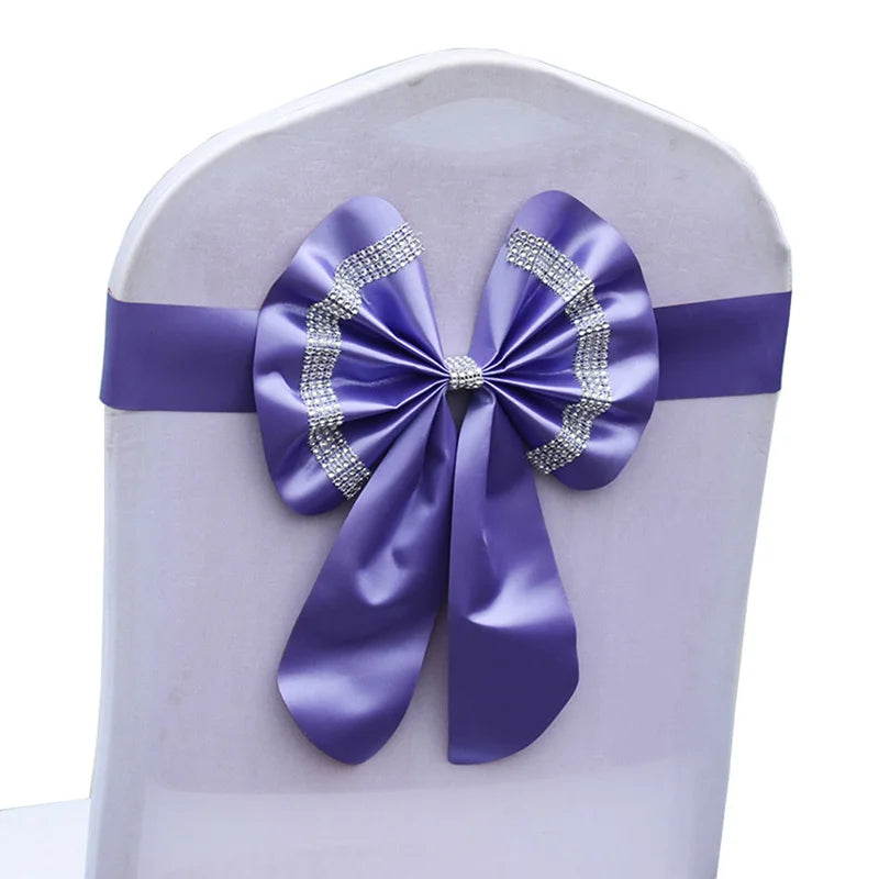 Satin Stuhlschleifen mit Strass-Schnalle – Elegante Schleifen für Hochzeit & Events Kaufschwan® Hellviolett 10 Stück