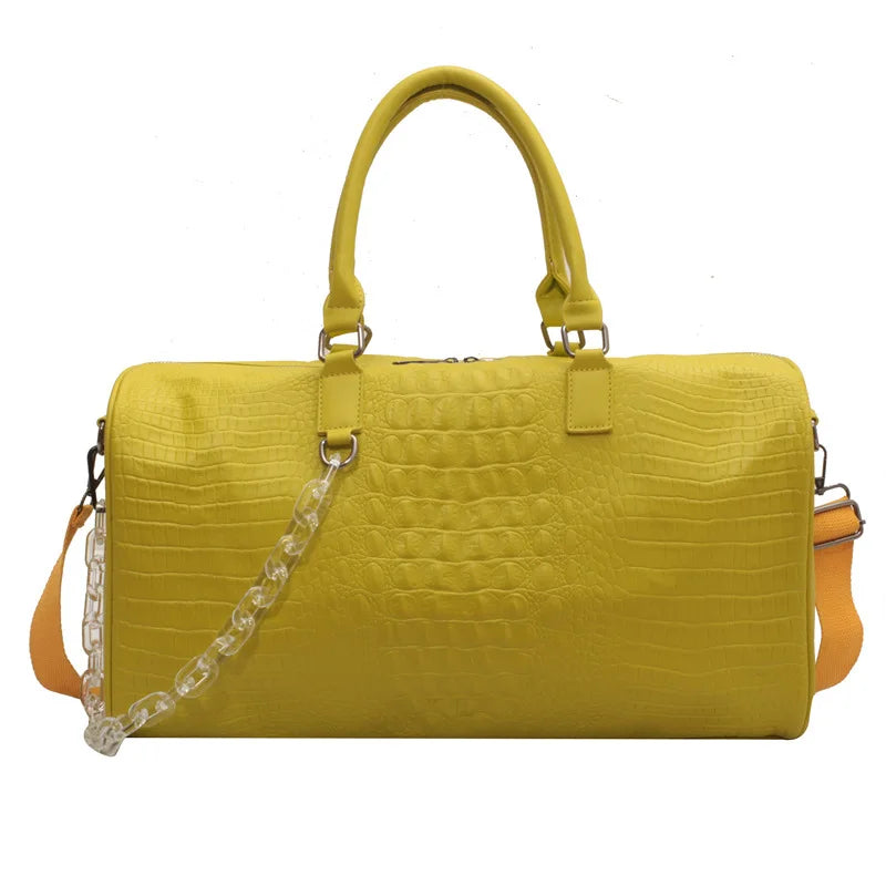 Damen Reisetasche/Handtasche – Große Wasserdichte PU Schultertasche für Business | Candy Color Gym Crossbody Pendler Tasche Kaufschwan® Gelb