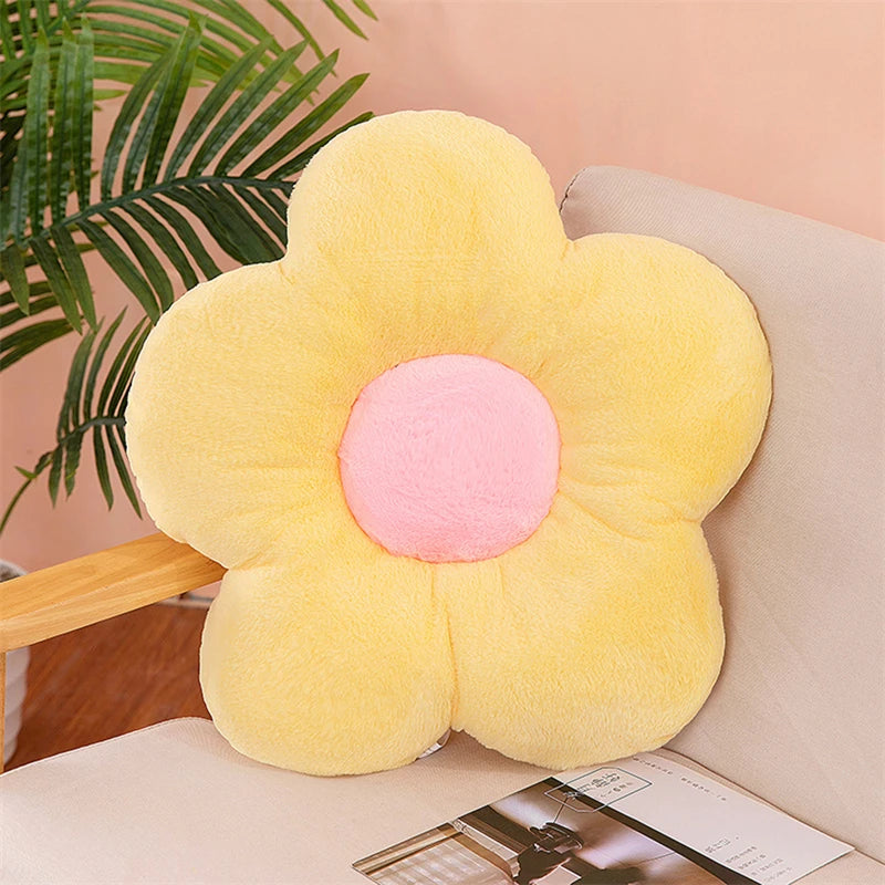 Gefülltes Fünf-Blütenblatt Kissen | Süßes Sonnenblumen Plüschkissen | Dekoration fürs Mädchenzimmer & Fensterbank | Rosa Sitzkissen Kaufschwan® Gelb - 30cm