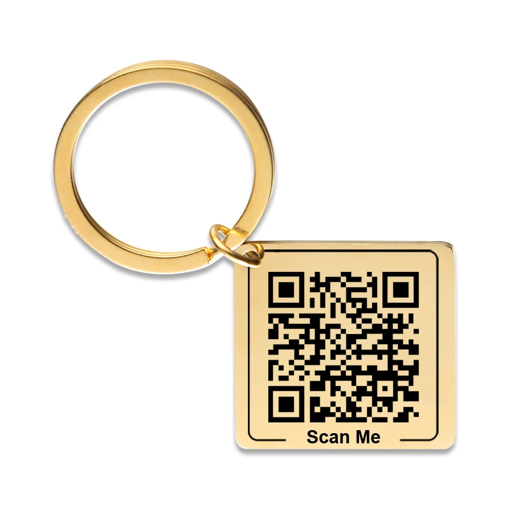 Personalisierter QR-Code-Schlüsselanhänger – Individuelle Visitenkarte aus Edelstahl | Firmenlogo, Hochzeit & Party Geschenk Kaufschwan® Gold