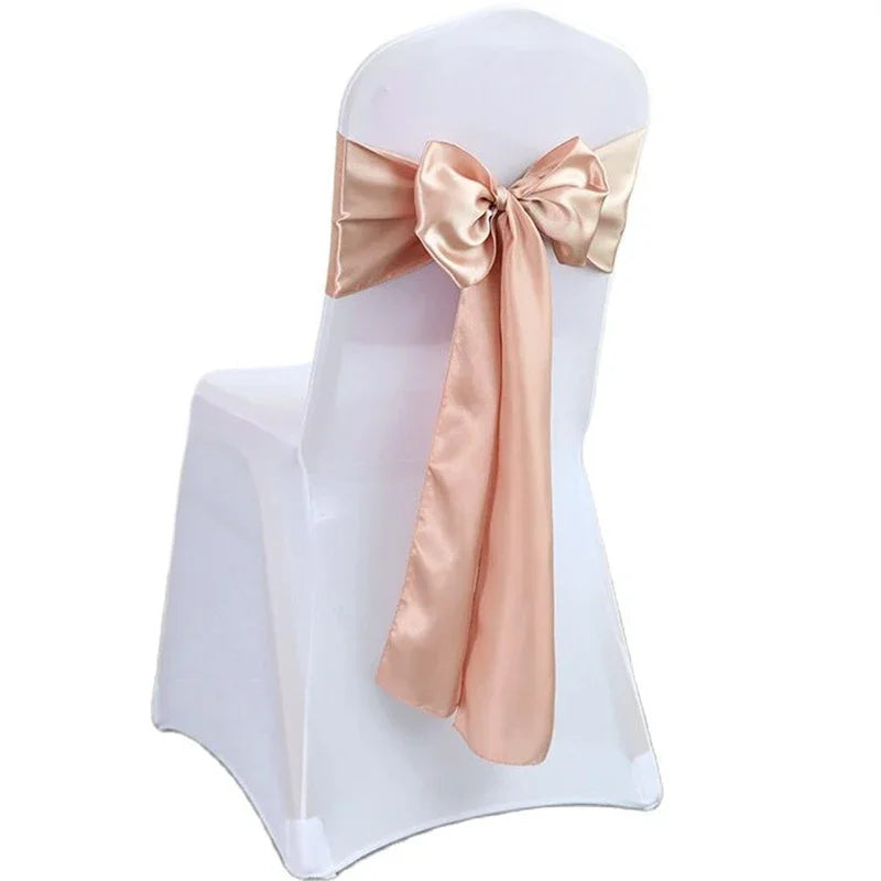 Satin Stuhlschleifen – Hochzeits Schleifenband für Stuhl Dekoration Kaufschwan® Champagnerrosa 10 Stück