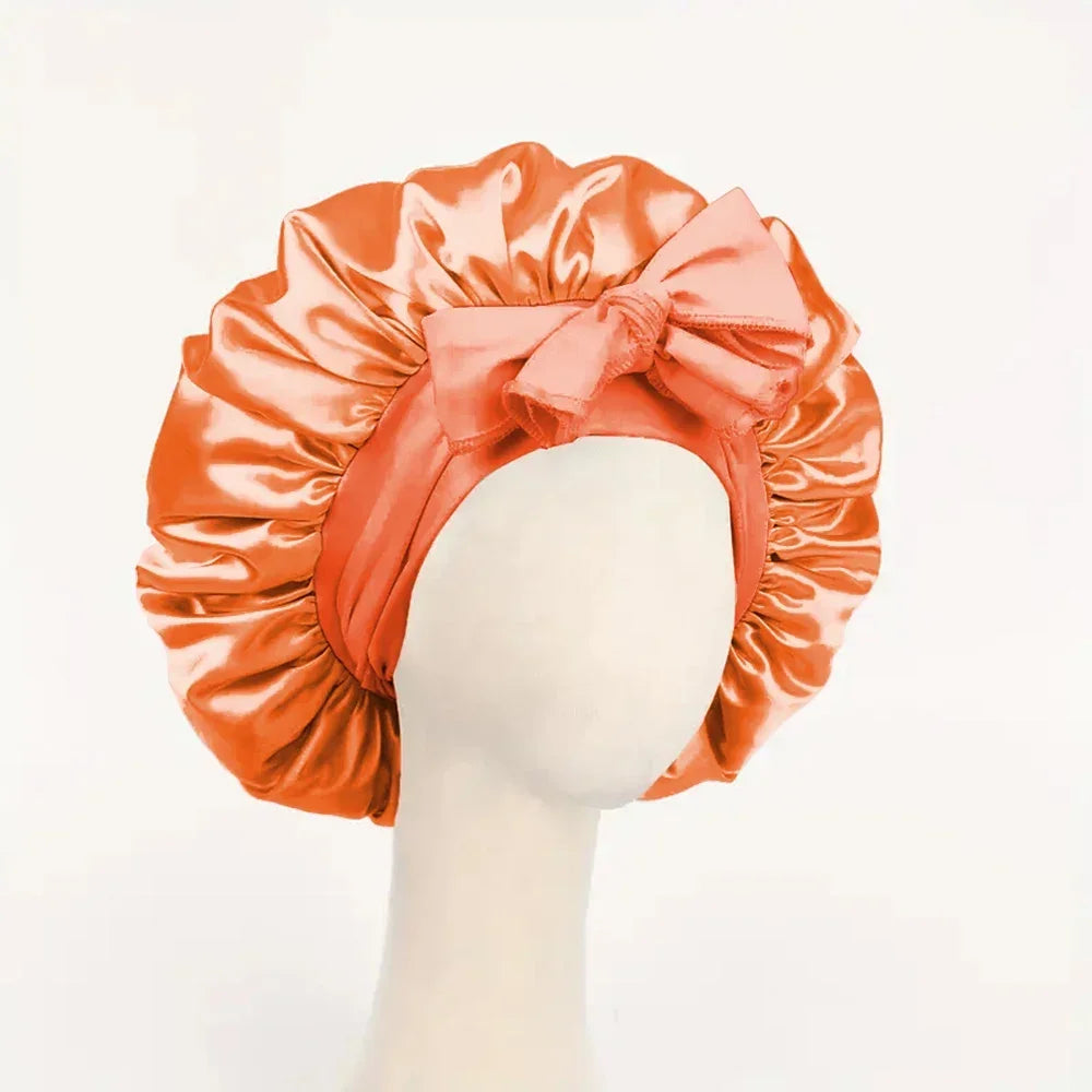 Verstellbare Satin-Schlafhaube – Seidig Weiche Haarhaube mit Bindeband für Damen und Herren