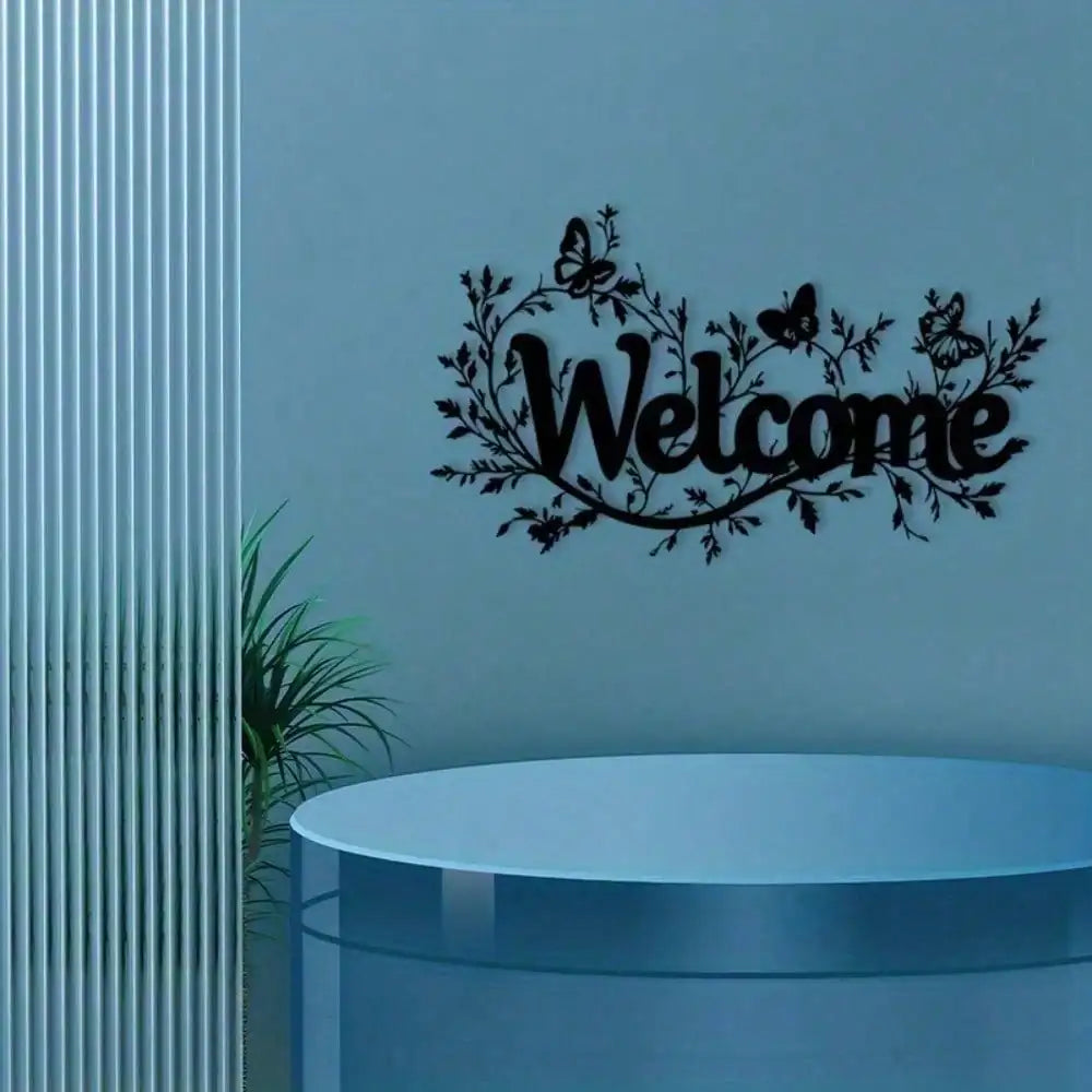 Blumen Welcome Metall Wanddeko – Modernes Rostfreies Weihnachts Dekor Kaufschwan®