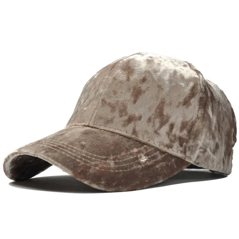 Velvet Baseballkappe | Unisex Herbst & Winter Fashion Cap | Lässiger Gebogener Schirm Hip-Hop Baseballcap Kaufschwan® Khaki Einstellbar
