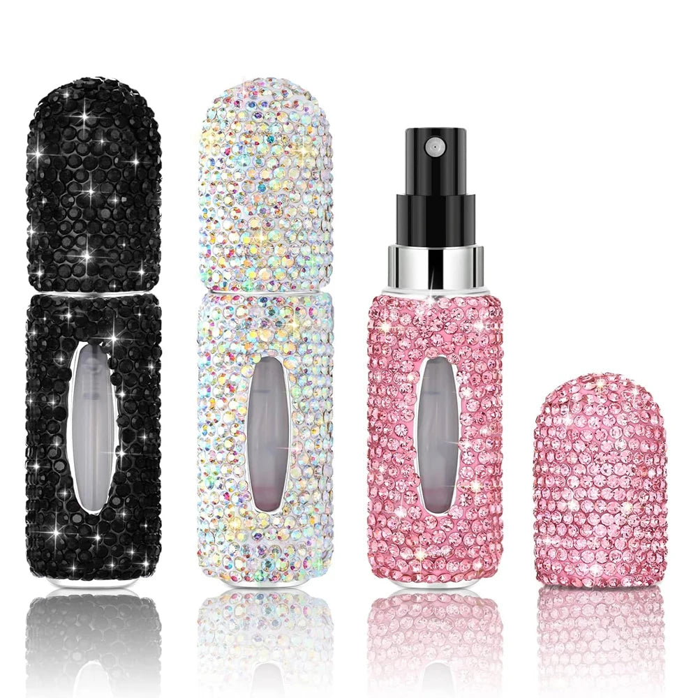 Bling Parfüm Zerstäuber mit Strass – 5ml Nachfüllbare Reise-Sprayflasche | Mini Tragbarer Parfümspender & Geschenk Kaufschwan®