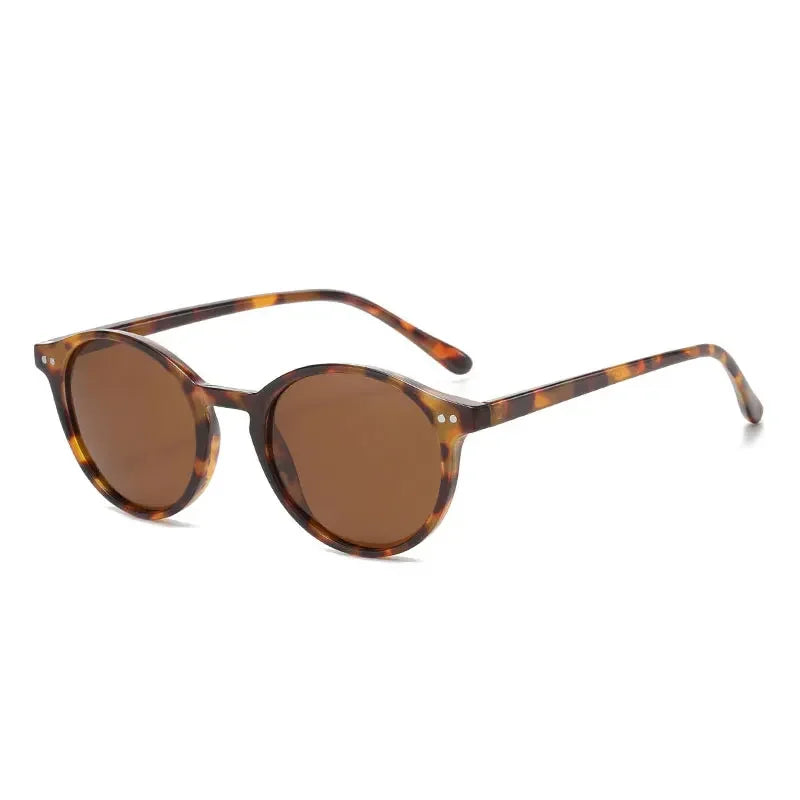 Runde Polarisierte Retro-Sonnenbrille – Klassische Sonnenbrille mit Leopardenmuster, Schwarzen Gläsern und UV400-Schutz für Damen und Herren Kaufschwan® Design 4