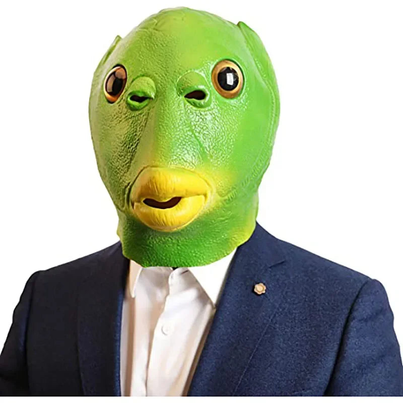 Lustige Cosplay Kostümmaske – Grüner Fischkopf Maske für Erwachsene Party, Make-up Party & Scherzartikel Kaufschwan®
