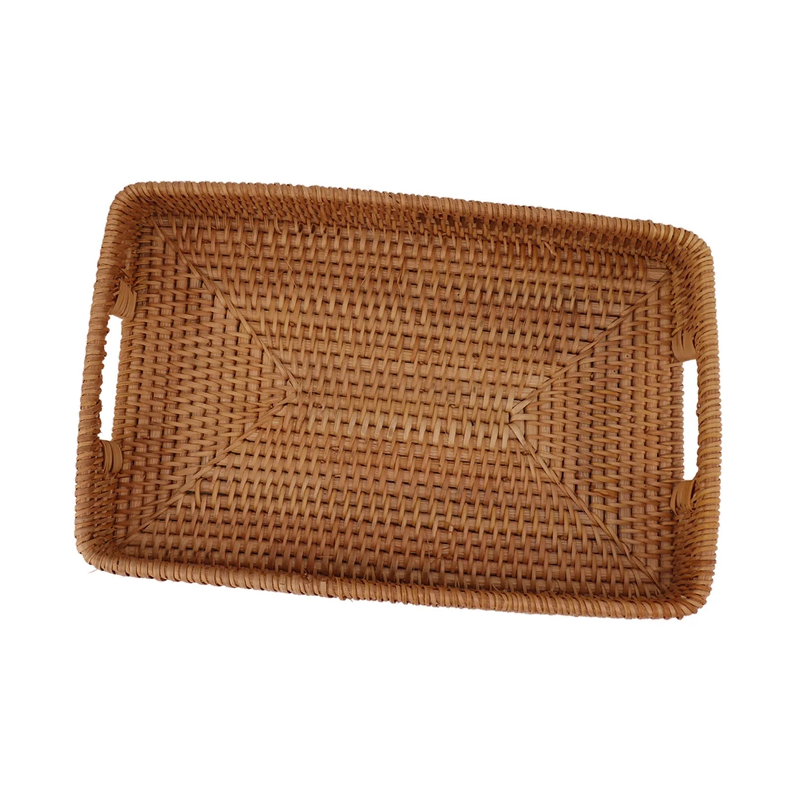 Geflochtenes Rattan Serviertablett – Großes Aufbewahrungs-Tablett im Landhausstil für Obst & Desserts Kaufschwan®