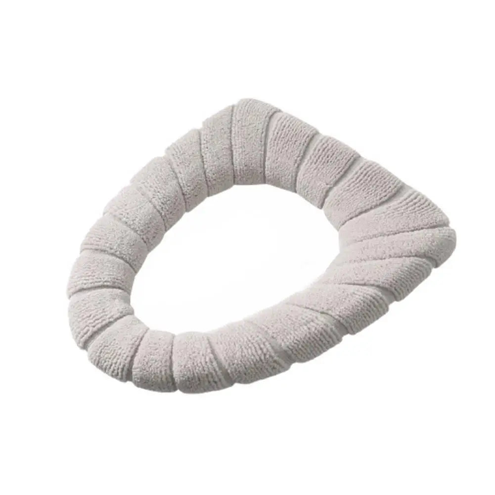 Warme WC-Sitzauflage – Strick-Toilettensitzbezug für Winter | Weiche O-förmige Waschbare Toilettenauflage in Einfarbigem Design (1 Stück) Kaufschwan® Grau