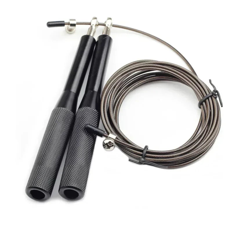 Hochgeschwindigkeits Springseil aus Stahl – Verstellbares Drahtseil mit Aluminiumgriff | Robustes Speed Springseil für Fitness & Sport Kaufschwan® Schwarz