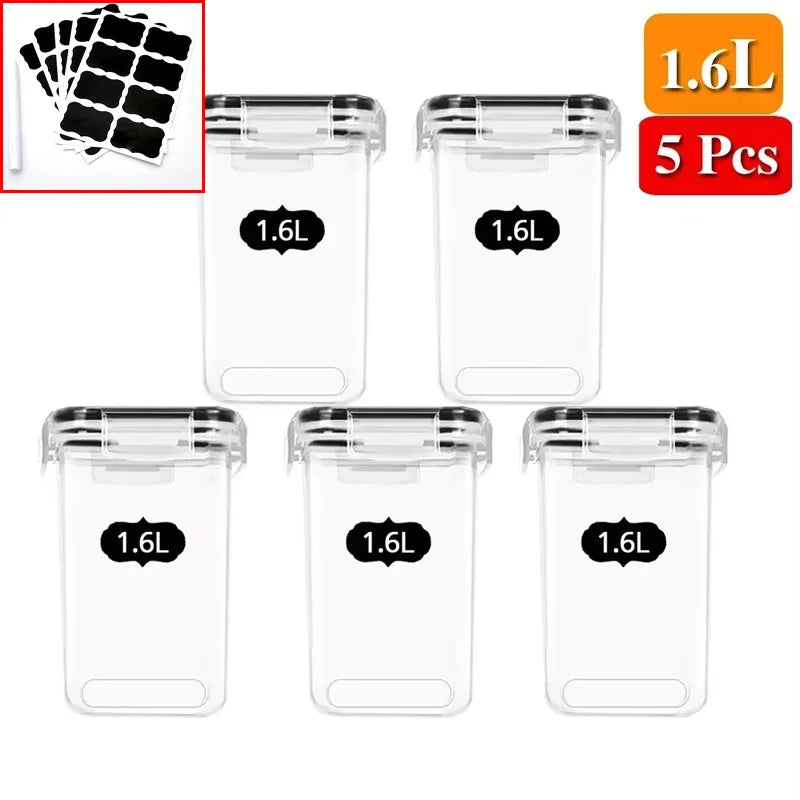 Luftdichtes Lebensmittelbehälter Set – 5-teiliges Küchen Aufbewahrungsset mit Deckel | Versiegelte Kühlschrankboxen für Nudeln & Vorräte Kaufschwan® 1.6L - 5 Stück