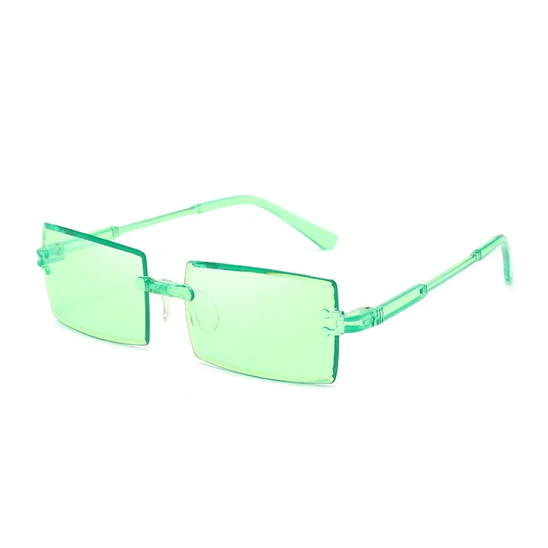 Modische randlose rechteckige Sonnenbrille – Bunte Sonnenbrille mit UV400-Schutz für Damen, ideal für Sommer, Freizeit im Freien und Reisen Kaufschwan® Grün