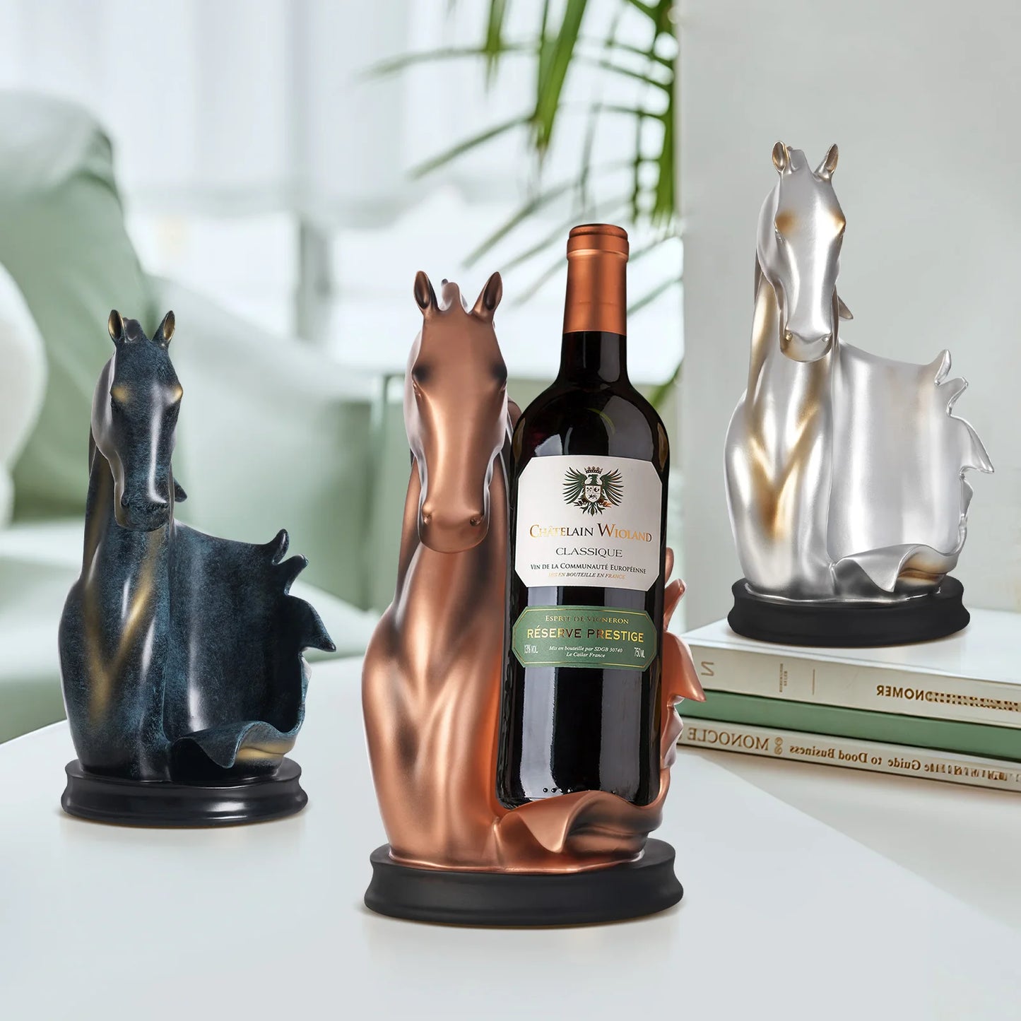 Pferdeskulptur Weinflaschenhalter – Eleganter Flaschenständer | Multifunktionaler Weinregal & Wohn-Deko Halter Kaufschwan®
