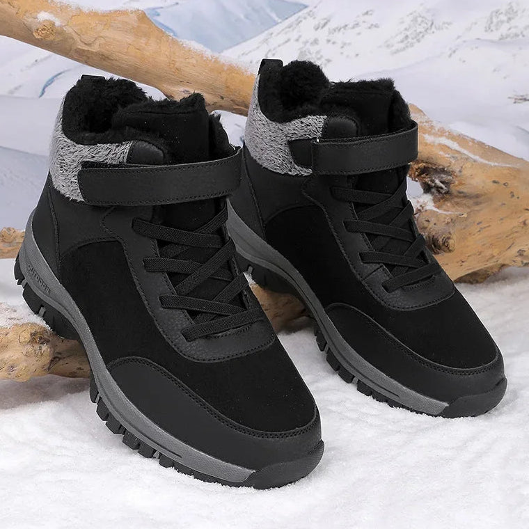 Gefütterte Winterstiefel für Herren – Wasserdichte Outdoor Schneestiefel | Rutschfeste Kurzschaft-Bergschuhe mit Warmem Fleecefutter Kaufschwan®