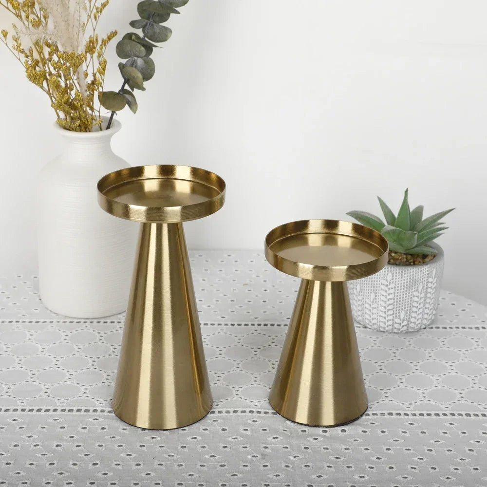 Goldener Kerzenhalter 3-in-1 Set – Luxuriöser Metall Kerzenständer für Stumpen- & Stabkerzen, Hochzeitsdeko & Valentinstag Geschenk Kaufschwan®