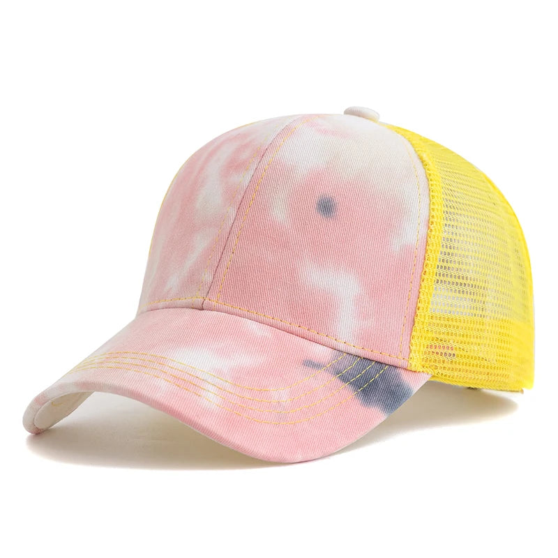 Wolken Design Baseballcap | Tie-Dye Baseballkappe | Streetwear Trucker Baseballcap Kaufschwan® Gelb 56cm-60cm