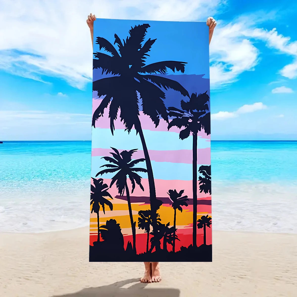 Ultrafeines Mikrofaser Strandtuch – Schnell Trocknend & Saugfähig | Multifunktionales Handtuch für Schwimmen, Yoga, Reisen & Camping Kaufschwan® Blau-Orange 180x90cm