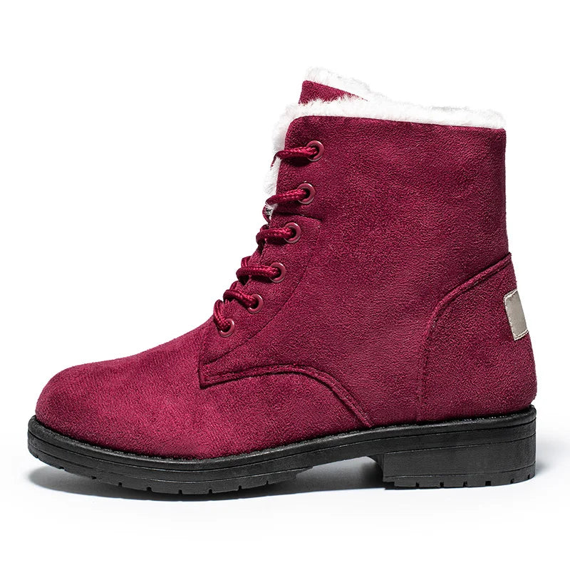 Damen Schneestiefel – Flache Plateau Winter Schuhe | Warme Kunstfell Gefütterte Plüsch Stiefel für Damen | Bequeme Winter Schuhe Kaufschwan®