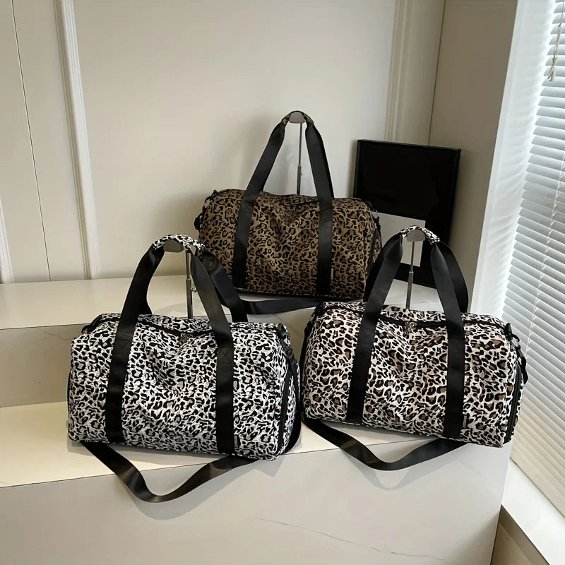 Modische Damen Leopardenmuster Tote Bag – Große Reisetasche Weekender & Overnight Bag mit Schuhfach Kaufschwan®