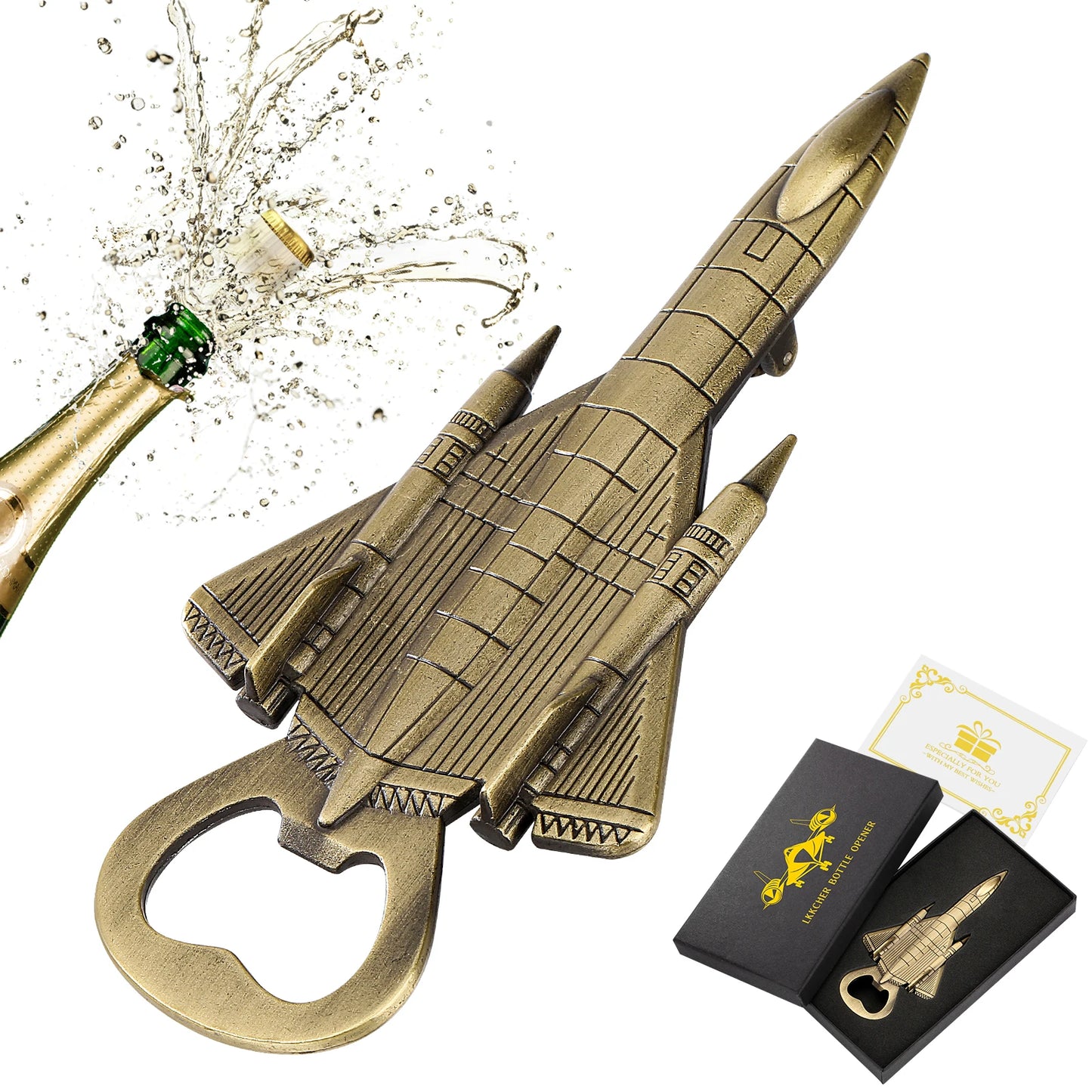 Flugzeug Flaschenöffner – Militär Design Metall Geschenk für Männer Kaufschwan® Bronze