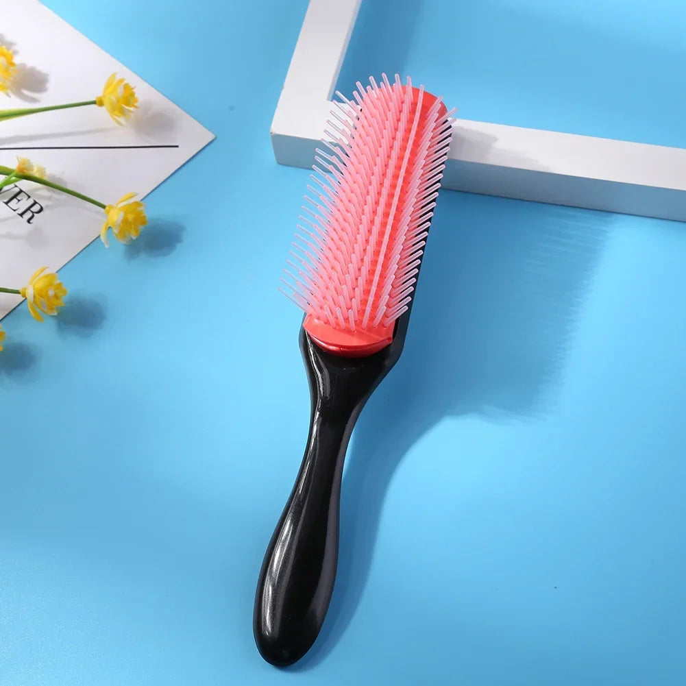 9-Reihen Styling Haarbürste – Entwirrungskamm für Glattes & Lockiges Haar | Kopfhaut-Massagebürste für Echthaar-Perücken Kaufschwan®