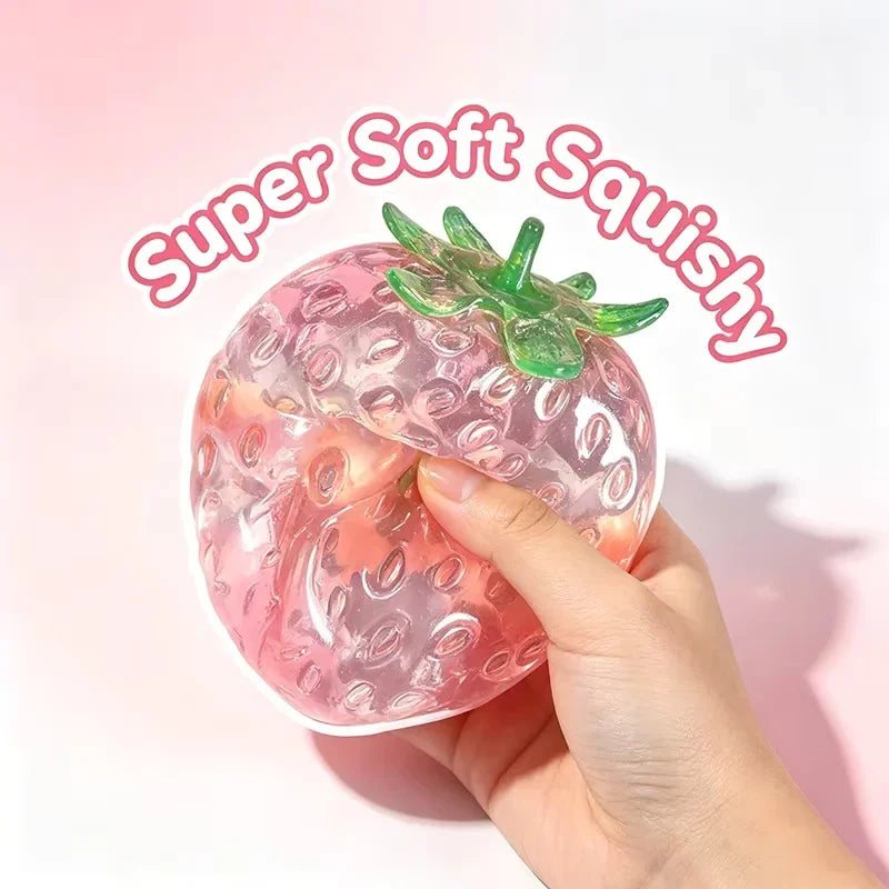 Erdbeer-Squishy – Weiches Formbares Knautsch- & Fidget-Spielzeug ohne Rückfederung für ASMR, Sensorik & Stressabbau