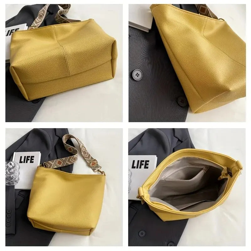 Schlichte Damen Crossbody Tasche mit Großem Fassungsvermögen – Lässige Multifunktionale Pendler Tasche | Schultertasche mit PU Leder Struktur Kaufschwan®