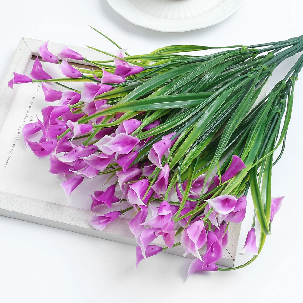 Künstliche Hufeisenlilien für Außenbereiche – UV-beständige Kunststoffblumen für Herbst | Gartendeko, Balkon & Wohnraumgestaltung Kaufschwan® Helles Lila