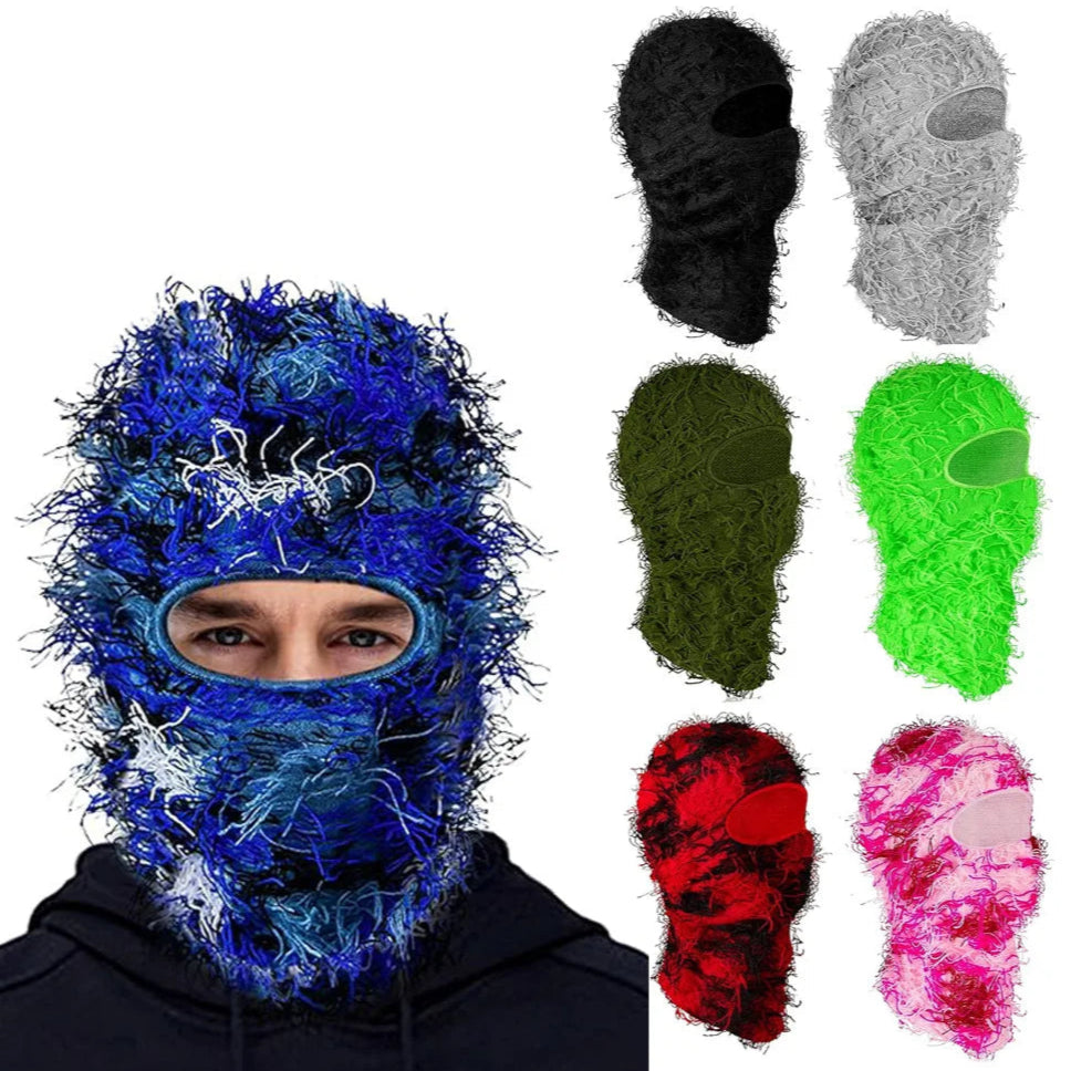 Motorrad Hip-Hop Balaclava – Gestrickte Vollgesichts-Skimütze im Used-Look | Damen Outdoor Camouflage Fuzzy Beanie Wintermütze Kaufschwan®