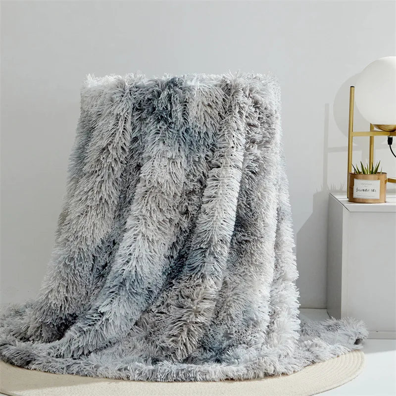 Vier-Jahreszeiten Universelle Nerz-Fleece-Decke – Flauschige Tie-Dye Einfarbige Decke für Wärme und Komfort Kaufschwan® Silbergrau 160x200cm