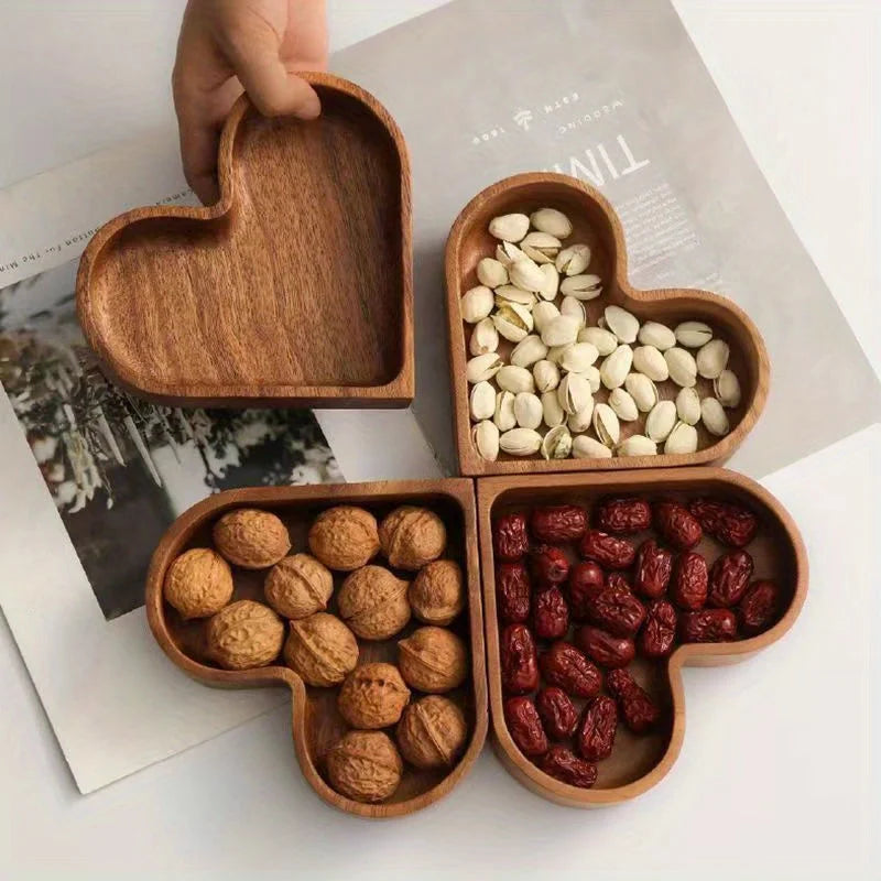 Herzförmige Holz Teller – Dessert- & Sushi Serviertablett | Süßigkeiten Schale Dekorative Holzplatte für Valentinstag Kaufschwan®