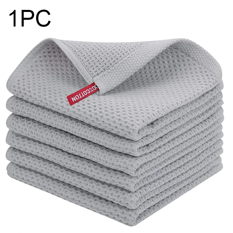 100% Baumwolle Küchentuch – Ultra Weiches Waffel Honigwaben Reinigungstuch | Saugfähiges Küchenzubehör für Haushalt Kaufschwan® Grau 25x25cm