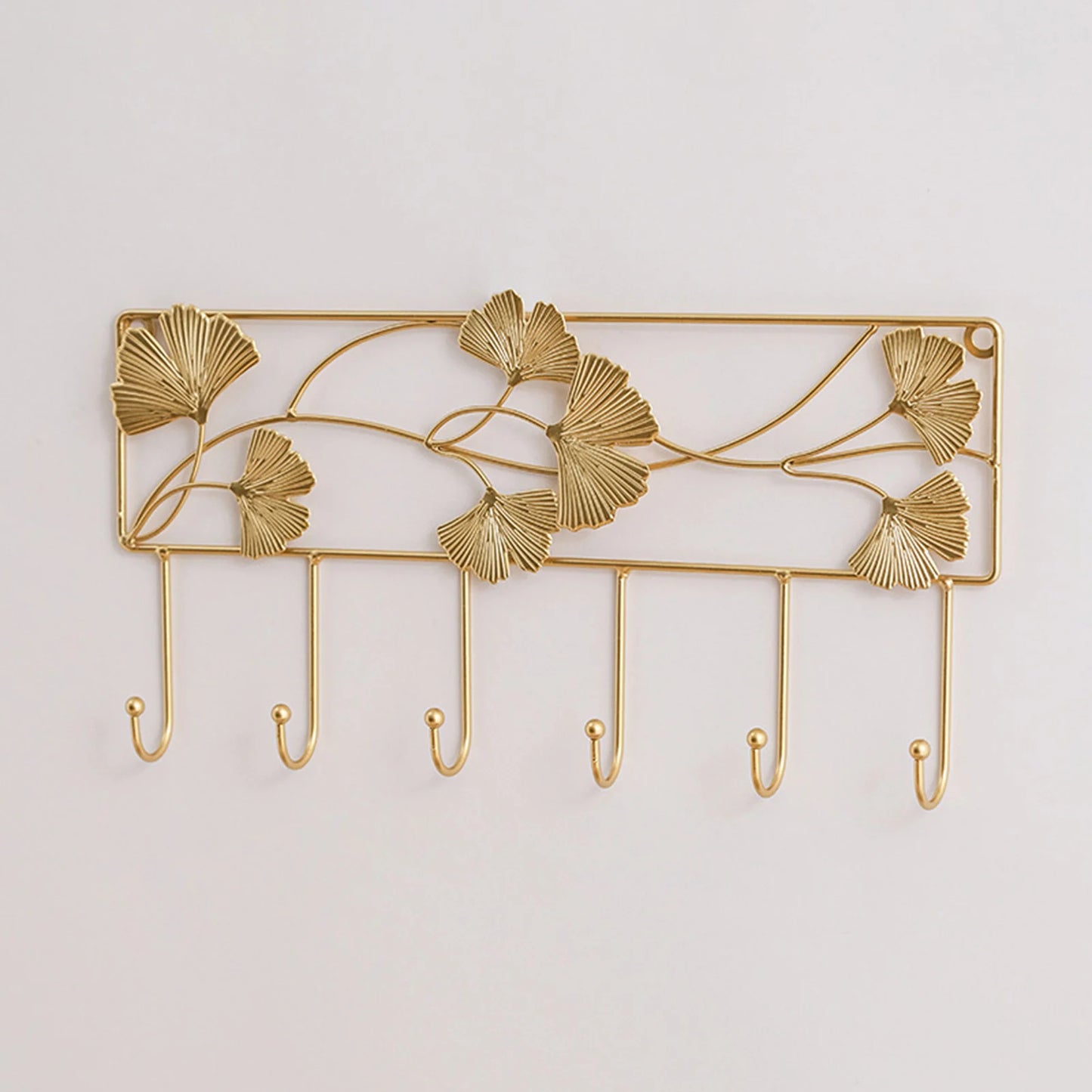 Wandhaken mit Ginkgo-Blatt Design – 3D Schmiedeeisen Wanddeko | Dekorativer Metallhaken für Schlüssel, Jacken, Handtücher & Flurdekoration Kaufschwan® Design 2
