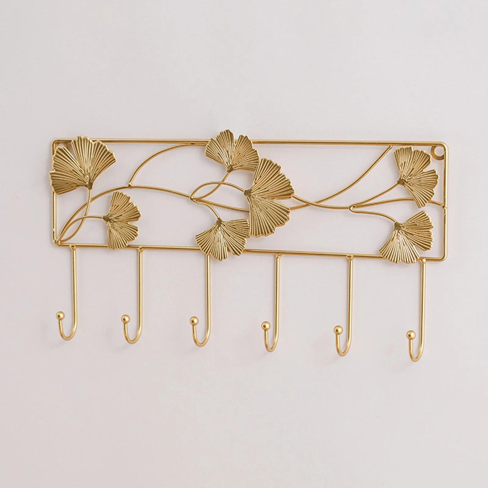 Wandhaken mit Ginkgo-Blatt Design – 3D Schmiedeeisen Wanddeko | Dekorativer Metallhaken für Schlüssel, Jacken, Handtücher & Flurdekoration Kaufschwan® Design 2