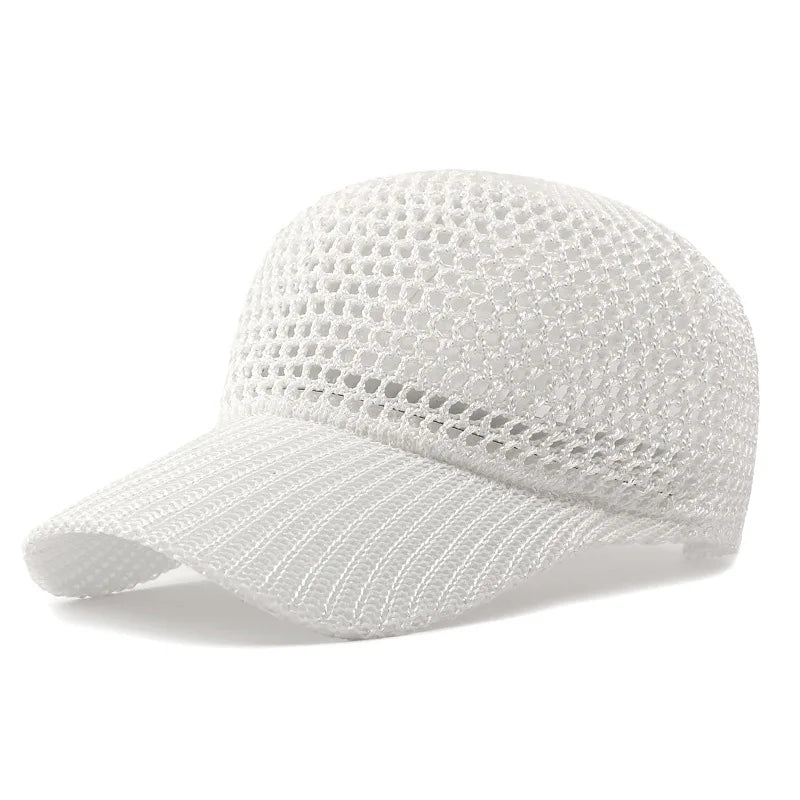 Einfarbige Atmungsaktive Baseballkappe | Sport Mesh Outdoor Baseballcap | Leicht & Verstellbar Kaufschwan® Weiß Einstellbar
